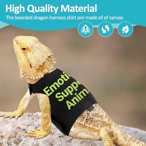 Image of Bearded Dragon Lizards Clothes with Leash Set - Cute Lizard Reptile Small Animal Adjustable Harness Clothes for Walking Outdoor Security Costume Photo Prop(Green