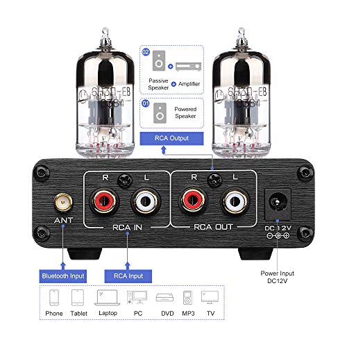 Aiyima Tube T7 Audio 6N3 Tube Preamp Bluetooth 5.0 Warm Vacuum Buffer Preamplifier With Treble Bass Tone For Home Theater System #TOP3
