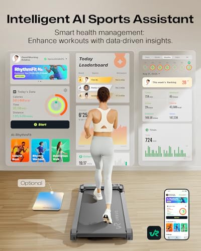 Image of UREVO Smart Walking Pad, Standing Desk Treadmill with Double Shock Absorption, Quiet Operation, Workout APP with Track Insights and MIIT Mode, Plug and Play, Remote or APP Control for Home Office