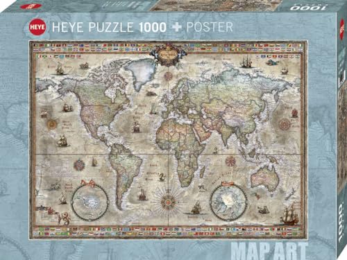 Heye HY29871 Puzzles Map Art, 1000 Pc-Retro World