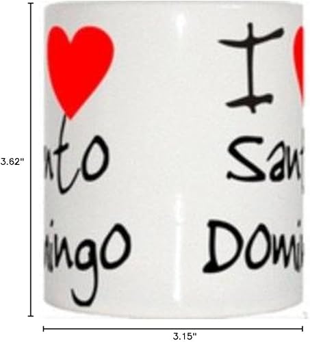 Taza de Santo Domingo con texto en inglés "I Love Heart"