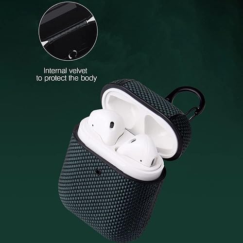 Miniatura 6 de Funda de tela compatible con AirPods con llavero antipérdida, funda tejida de tela de lujo premium protectora para auriculares Apple AirPods 2 y 1