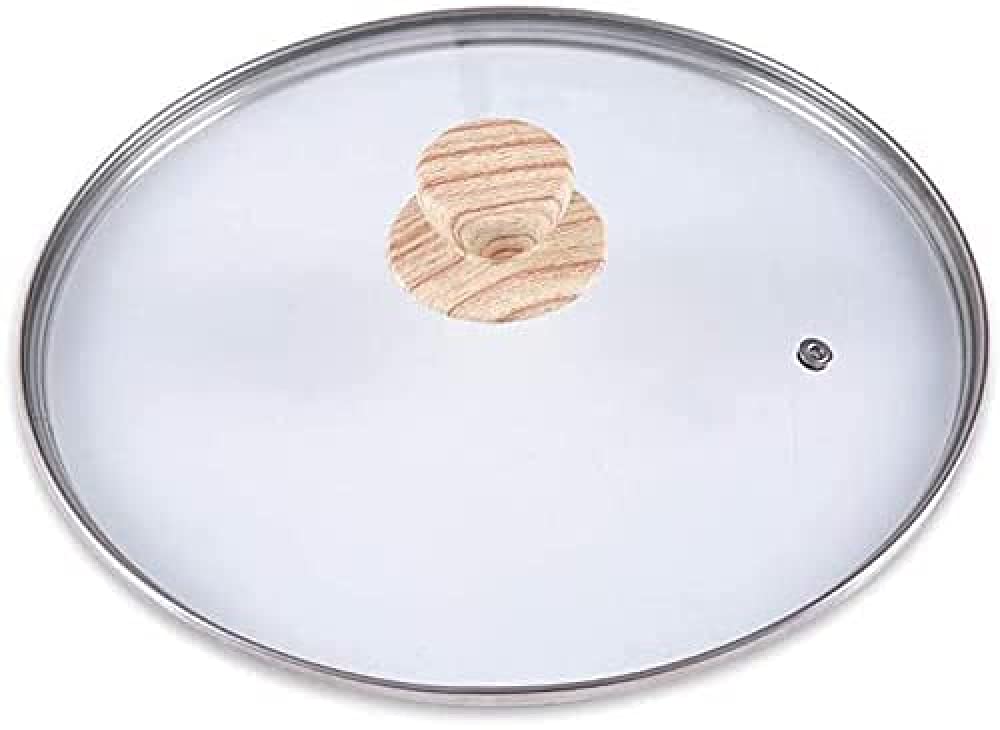 Casseruole in Vetro Trasparente con Manico in Legno Wok per Friggere Sostituisci I Coperchi delle Pentole Cucina per La Casa Pentola per Il Latte Wok-28Cm,24cm