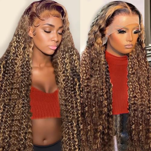 BJVT 26Inch Highlight Ombre Lace Front Wig Human Hair 13x6