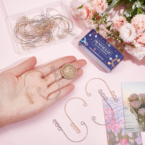 SUNNYCLUE 40Pcs Ear Wrap Earrings Non Pierced Wraps Ears Cuffs Gold Silver 316 Surgical Stainless Steel Earring Components with 4 Loops for Earring Backs Findings jewellery Making Accessories Women DI - Image 3