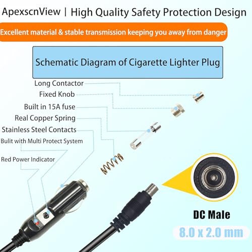 Image of 9.8 FT Car Charging Cable, 14AWG DC8020 Car Cigarette Lighter Cable Compatible with Jackery Portable Power Station Explorer 3000Pro 2000Plus 2000Pro 2000 1500Pro 1500 1000Pro 1000 v2 (9.8 FT, DC8020)