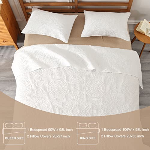Enjohos White Quilt King Size Bedding Set With Pillow Shams, 3 Pieces King Quilt Set, Lightweight Reversible Microfiber Embossed King Bedspread For All Seasons #TOP6
