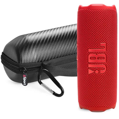 Image of JBL FLIP 7 Waterproof Portable Speaker Bundle with gSport Carbon Fiber Case (Red)
