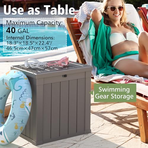 Image of NUNU LAB Outdoor Storage Box 40 Gallon,Package Delivery Box for Outside, Parcel Drop deck boxes waterproof, Lockable Lid Porch Storage Bin For Package Delivery,Patio,House, Curbside,Grey