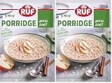 RUF Porridge Apfel Zimt mit Vollkorn Haferflocken, feiner Zimtnote und getrockneten Apfelstückchen, Energielieferant für Zwischendurch, 1 x 65g Beutel (Packung mit 2)