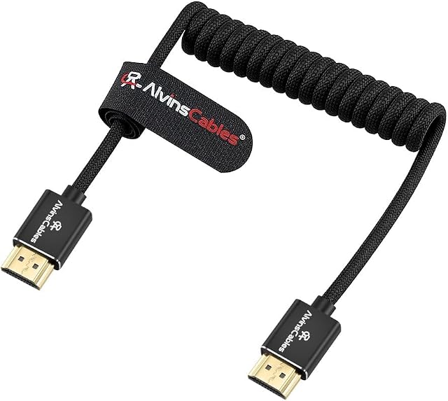 Alvin's Cables 8K HDMI 2.1 Câble enrouleur 2ft, 8K@60Hz Haute vitesse HDMI Câble avec tressé & 24K Connecteurs plaqués or pour le jeu, home Theater, moniteur, TV, PS5, Xbox, Apple TV, noir