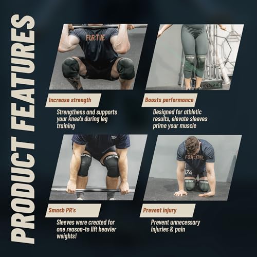 Rodilleras para CrossFit y levantamiento de pesas, mangas de compresión de neopreno de alta calidad de 7 mm, máximo apoyo, acanalado interno de silicona que elimina resbalones, sentadillas, olímpicos