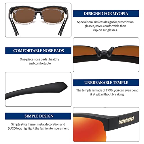 Image of DUCO Polarized Fitover Sunglasses UV400 Protection & HD for Unisex 8960