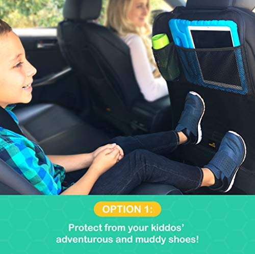 Premium & Stylish Car Seat Protector Kick Mats, 2 Pack, Easy Care, 3 Color Options