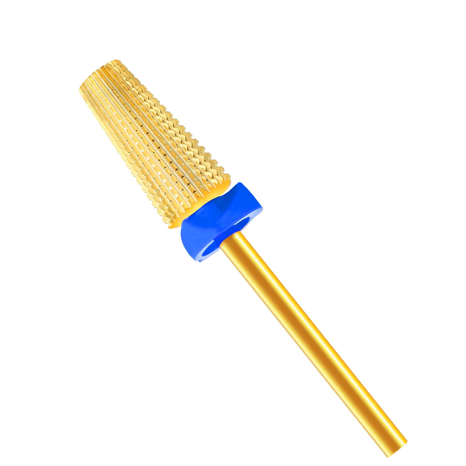SQULIGT Nagelbohrer, multifunktional, gerader Schnitt für Links- und Rechtshänder, 5-in-1 Hartmetall-Wolframstahl-Bits für Acryl-Nagelgel, schnelles Entfernen (M, Gold)