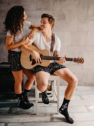 Dedoles Socken Unisex Damen Herren & Kinder Baumwolle viele lustige Designs 1 Paar Geschenk links rechts verschieden, Farbe Schwarz, Motiv Musik, Gr. 39-42