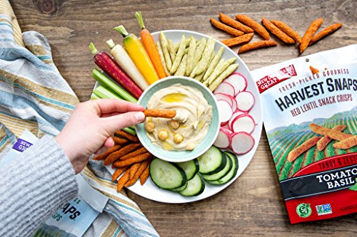 Harvest Snaps Veggie Chips (Tomato Basil Red Lentil Snack Crisps, 3 oz) | Powered by Plant Protein, Gluten Free, Non-GMO Baked Vegetable Crisps | Made in USA (6 Pack) - Thumbnail 4