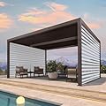 PURPLE LEAF Outdoor 12' × 16' Louvered Pergola with Two Short Side Beam Screens and Patio Adjustable Aluminum Canopy Retractable Metal Roof for Deck Outside Backyard Hardtop Gazebo Sun Shade Bronze