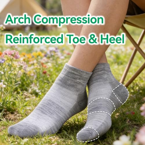 Image of 3 Pairs 90% Merino Wool Ankle Socks, Thin All-Season Casual Soft Breathable for Men Women