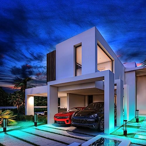 Bollard-Lights-Outdoor-48W-RGB3000K-Warm-White-Color-Changing-Patio-Lights-with-RF-Remote-120V-Wired-RGBW-24-Inches-Landscape-Driveway-Lighting-for-Path-Lawn-Courtyard-Decoration