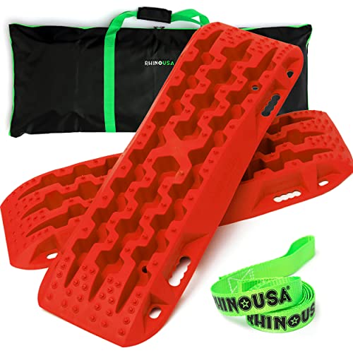 Image of Rhino USA Off-Road Traction Boards (2-Pack) - Sand, Mud & Snow (Red)