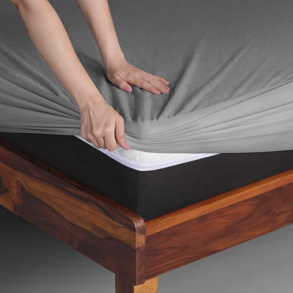 Billiondesigner 100% Terry Cotton Bed Protector Waterproof for Baby Elastic Fitted Waterproof Mattress Protector Queen Size Breathable Bed Cover & Mattress Cover Queen Bed 200 GSM (78 X 60, Gray) Billiondesigner 100% Terry Cotton Bed Protector Waterproof for Baby Elastic Fitted Waterproof Mattress Protector Queen Size Breathable Bed Cover & Mattress Cover Queen Bed 200 GSM (78 X 60, Gray)