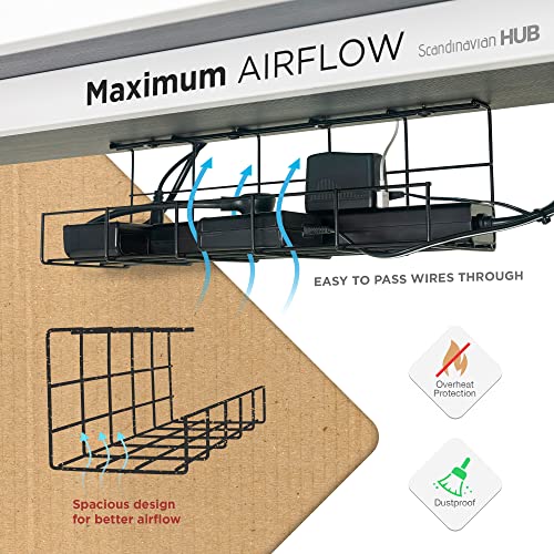 Under Desk Cable Management Tray, Cord Organizer For Desk, Cable Organizer, Wire Organizer, Cord Management, Cable Management Under Desk, Wire Holders For Desk - Black Cable Tray - Set Of 2X 16" #TOP4