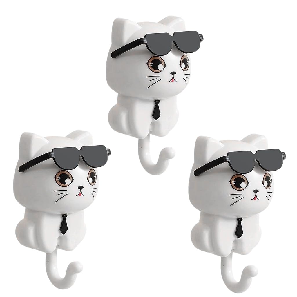 HASTHIP® 3Pcs Cat Wall Hooks PVC Cartoon Cat Tail Hooks Adhesive Wall Towel Home Decor Utility for Kitchen,Wardrobe,Door Bathroom-image-41
