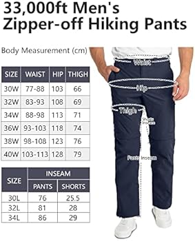 33,000ft Wandelbroek Heren Weerbestendig Outdoorbroek Ademend Cargobroek Trekkingbroek Winddichte werkbroek Mannen Functionele broek met 6 zakken voor outdoor reizen, kamperen, grijs, 34W / 32L