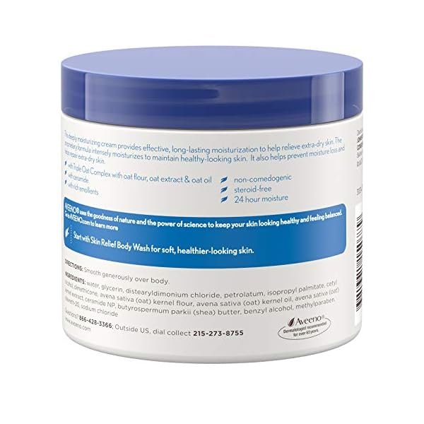 Aveeno Skin Relief Intense Moisture Repair Body Cream with Triple Oat & Shea Butter Formula, Helps Relieve & Restore Extra-Dry Skin with Long-Lasting Moisture, Fragrance-Free, 11 oz