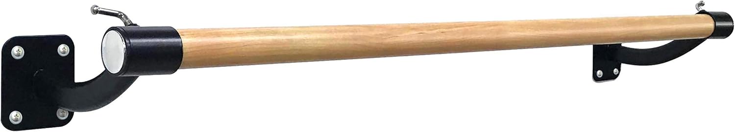 LeStage Wall Mounted Ballet Barre with Door Leg Stretcher and Premium Body Sculpting Band. for Home, Studio, Pilates, Stretching, Dance, Fitness. Smooth Surface, No Wobble. Black