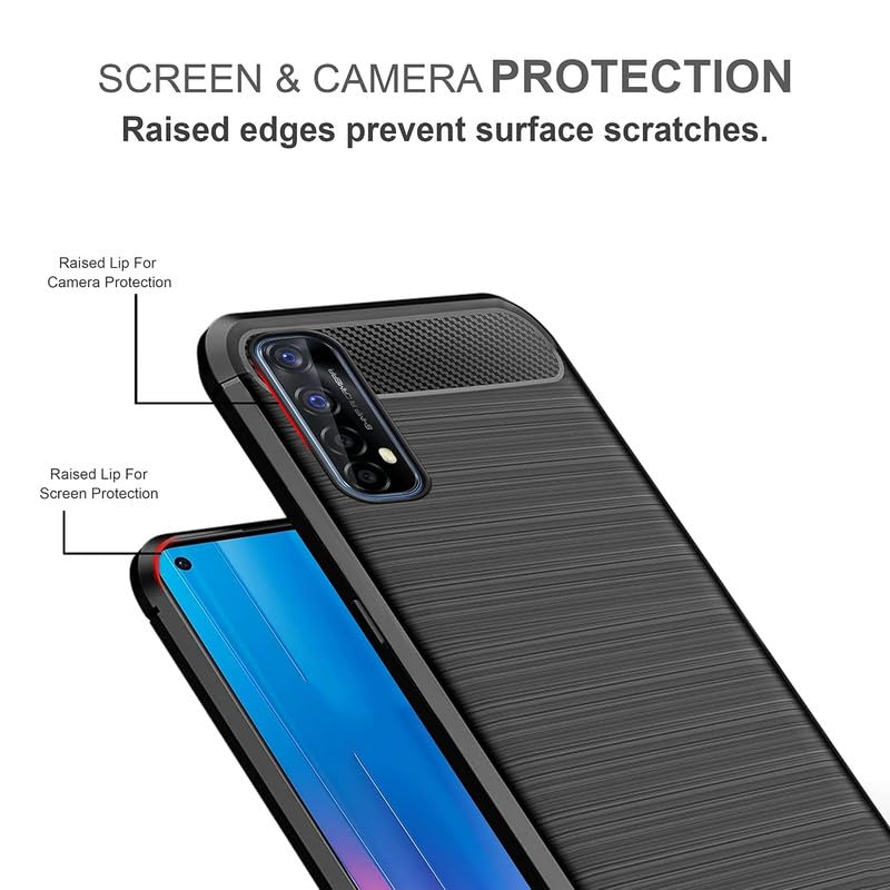 Image of Hybrid Carbon Fiber Back Case for Realme Narzo 20 Pro (Black)