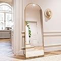 HARRITPURE 64"x21" Arched Full Length Mirror Free Standing Leaning Mirror Hanging Mounted Mirror Aluminum Frame Modern Simple Home Decor for Living Room Bedroom Cloakroom, Gold