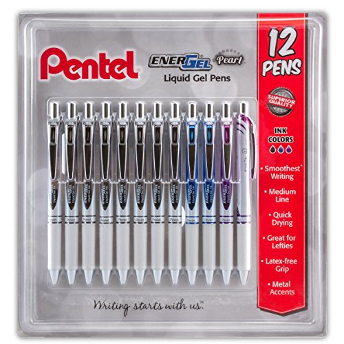 Bolígrafo Pentel EnerGel Pearl Retráctil Gel Líquido 0.7mm Pack 12