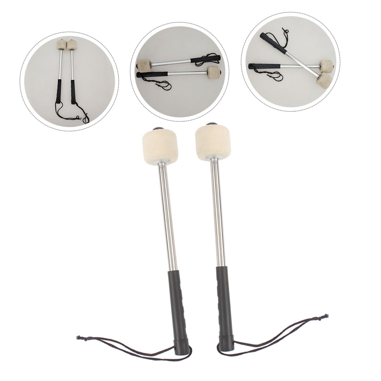 SUPVOX 2 piezas Baquetas de Fieltro de Lana para Bombo Mazos de Resistentes y Cómodos para Percusión Accesorios para Banda de