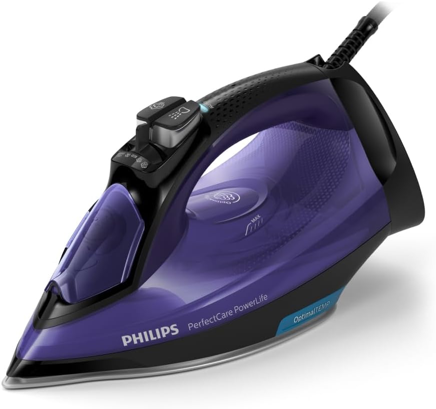 PHILIPS Perfect Care Power Life Steam Iron GC3925/34, 2400W, up to 45 g/min steam Output, Opti Temp Technology, Steam Glide Plus Soleplate, Drip-Stop and Safety Shut-Off with No-Burns Guaranteed
