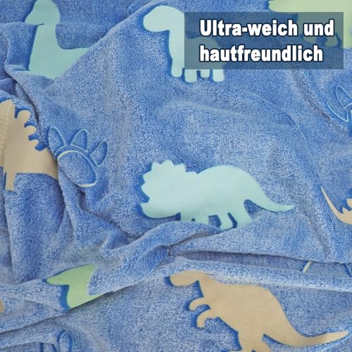 GZRXIOUS Dinosaurier Decke, 127x152 cm Dinosaurier Kuscheldecke, Sofadecke Glow In The Dark, Flauschig Weiche Kuscheldecke Leuchtet Im Dunkeln, für Bett, Wohnzimmer, Reise Oder Couch