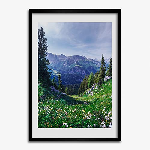 Cadre photo 50x70 cm Tulup en bois MDF avec affiche des Alpes pour tableau moderne