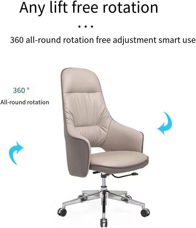 Executive Office Chair, Modern Off White Ergonomic Computer Desk Chair for Heavy People High Back and Lumbar Support Adjustable Height 360 Degree Swivel Boss Chairs for Aldult, Home, Office (Color :