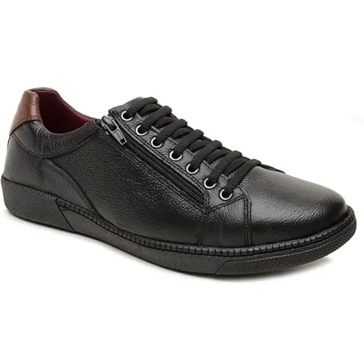 Tênis Em Couro Legítimo Sapatênis Casual Masculino Macio Zíper Lateral Le Sportiff