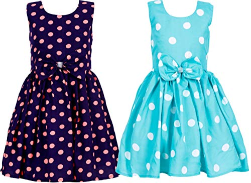 Image of NevyPink-See Green 10-11 Years Combo Pack of Casual Frock