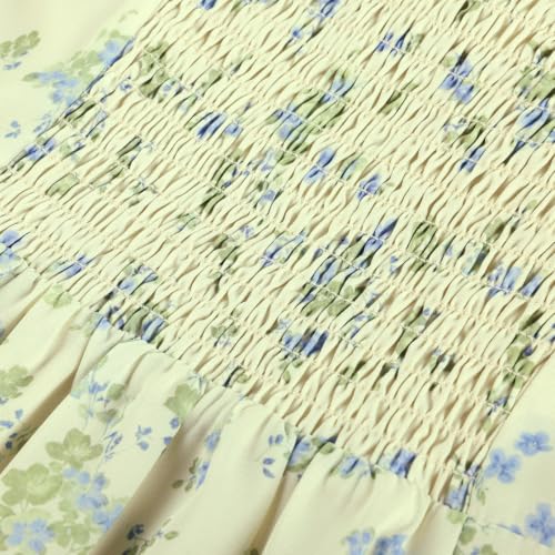 Image of Belle Poque Sun Dresses for Women Spring Summer Floral Midi Flowy Spaghetti Ruffle Wedding Guest Tea Party Dress