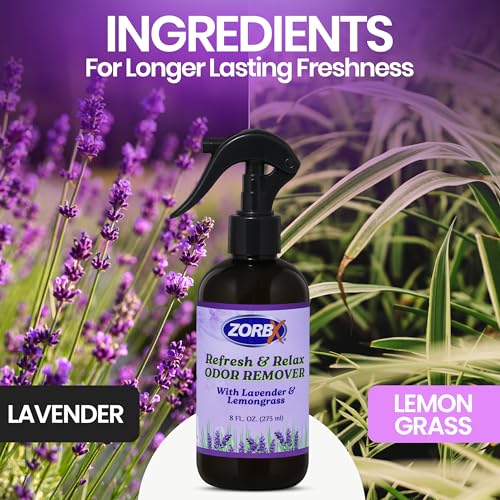 Image of ZORBX Refresh & Relax Lavender Lemongrass Odor Remover Spray 8 Oz, 2-Pack