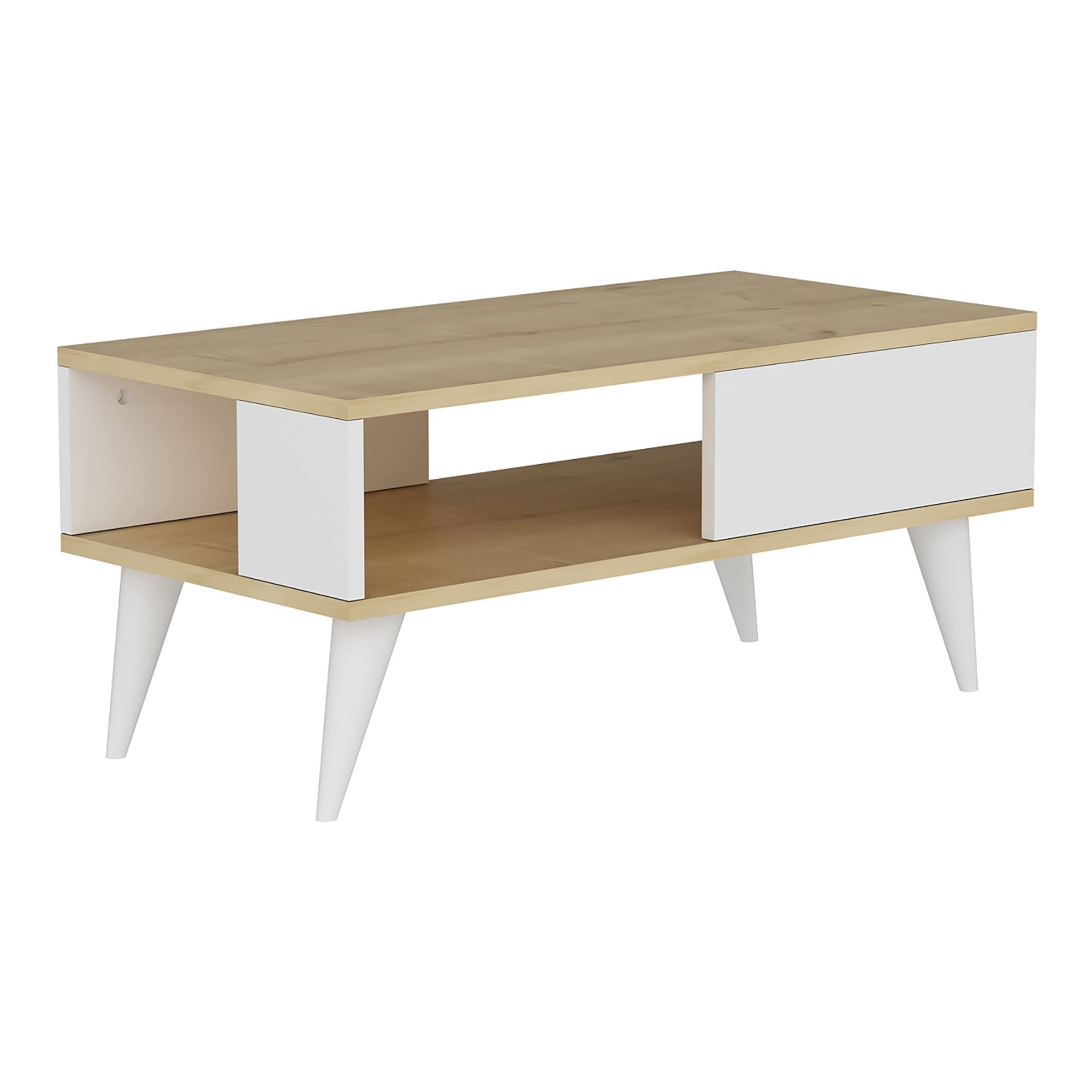 GOUDEN Driehoek Salontafel Set Nest van 2 Tafels Moderne Bank Salontafel Bijzettafel Zwart Metalen Tafelpoten voor Woonkamer, Walnoot