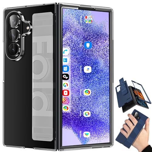 Coque pour Galaxy Z Fold 7 avec bracelet élastique et protection intégrale antichoc transparente