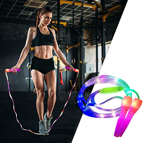 iPobie 2 Paquetes Cuerda de Saltar con LED, LED Ejercicio de Cuerda de Saltar, Cuerda de Saltar Brillante para niños, espectáculo de Luces, Fitness