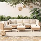 EO Living 8-Piece Patio Furniture Set, Outdoor Sectional Sofa PE Rattan Outdoor...