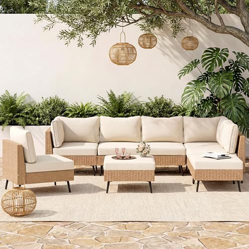 EO Living 8-Piece Patio Furniture Set, Outdoor Sectional Sofa PE