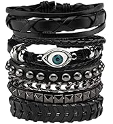 JJDreams 2 pezzi Punk Bracciale in pelle Punk Rock Bangle Biker Bracciale in pelle Gotico Bracciale Donna Ampio