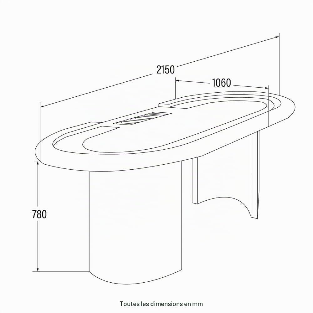 Home Deluxe - Table de Poker Full House - avec éclairage LED et Porte-Boissons, pour jusqu'à 9 Personnes, Dimensions : 215 x 106 x 78 cm, Plateau à jetons Inclus I Table de Jeu Table de Poker